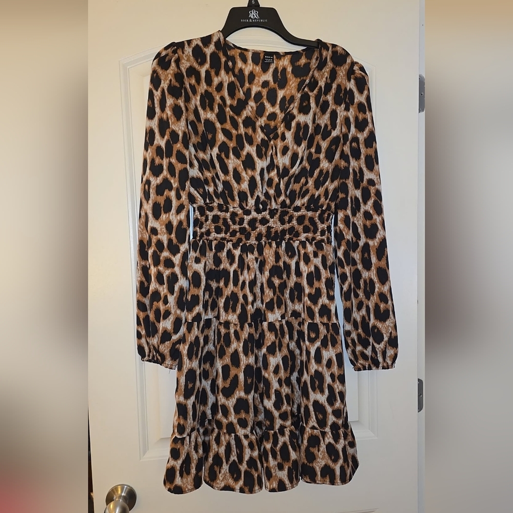 SHEIN Animal Print Long Sleeve Dress
